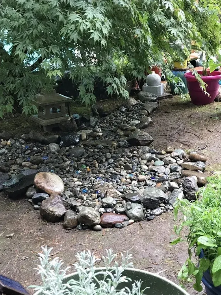 Gardener testing soil pH in a vibrant garden bed